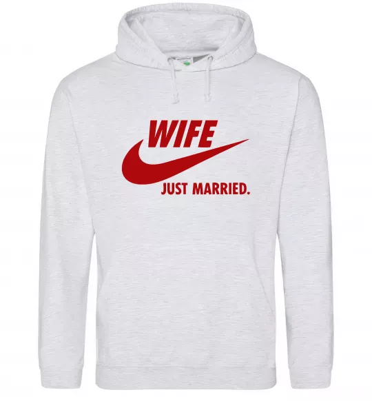 Женская толстовка (худи) Wife just married Серый меланж фото
