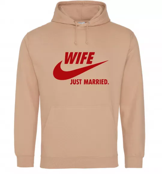 Женская толстовка (худи) Wife just married Песочный фото