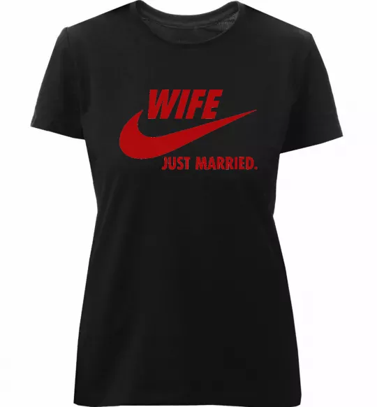 Жіноча преміум футболка Wife just married Чорний фото