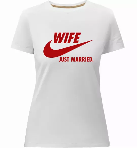 Жіноча преміум футболка Wife just married Білий фото
