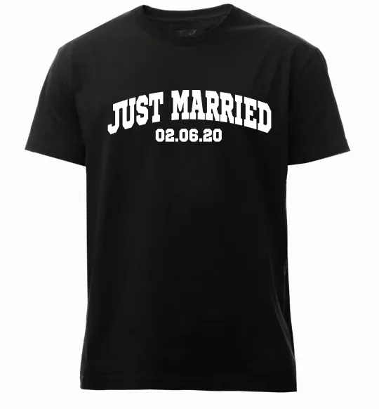 Чоловіча преміум футболка Just married date Чорний фото
