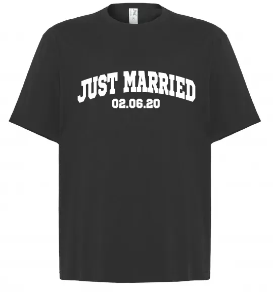 Футболка Оверсайз Just married date Чорний фото