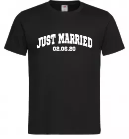 Мужская футболка Just married date Черный фото