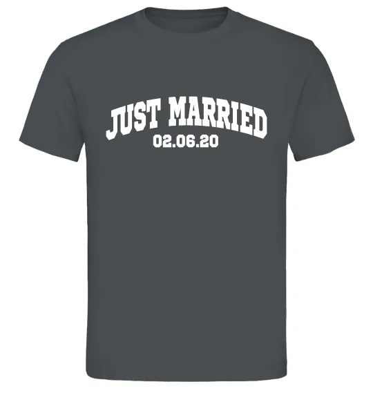 Чоловіча футболка Just married date Графіт фото