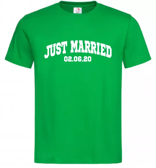 Чоловіча футболка Just married date Зелений фото