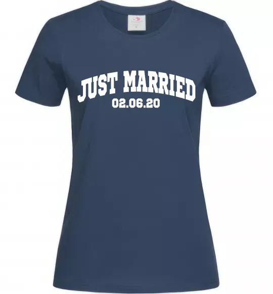 Женская футболка Just married date Темно-синий фото