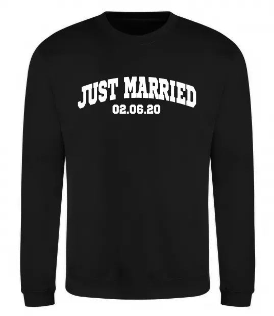 Свитшот Just married date Черный фото