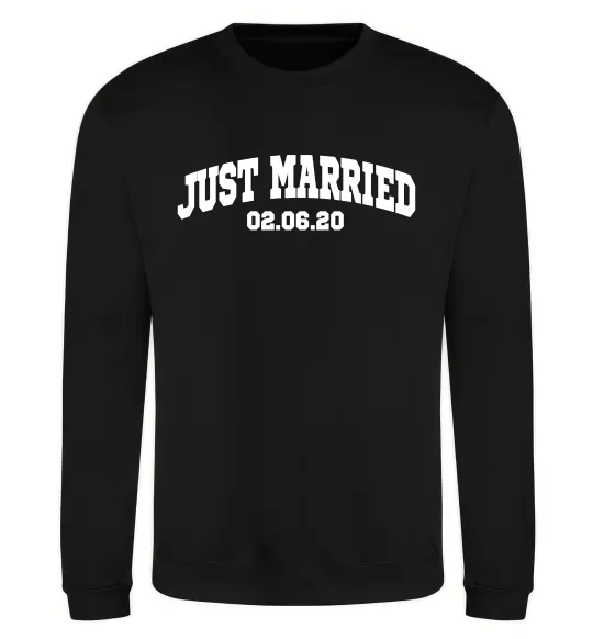 Свитшот Just married date Черный фото