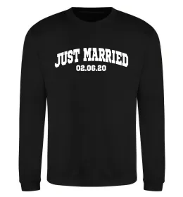 Свитшот Just married date Черный фото