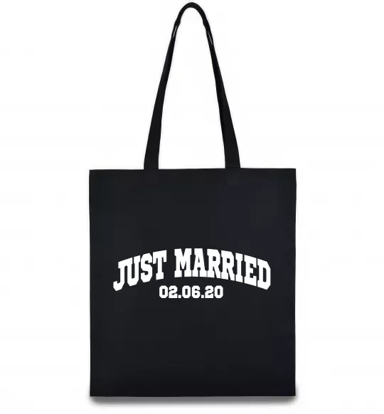 Эко-сумка Just married date Черный фото
