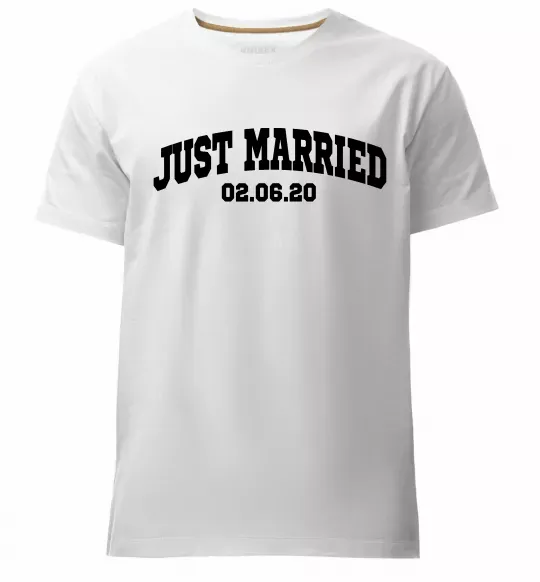 Чоловіча преміум футболка Just married date Білий фото