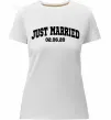 Жіноча преміум футболка Just married date Білий фото