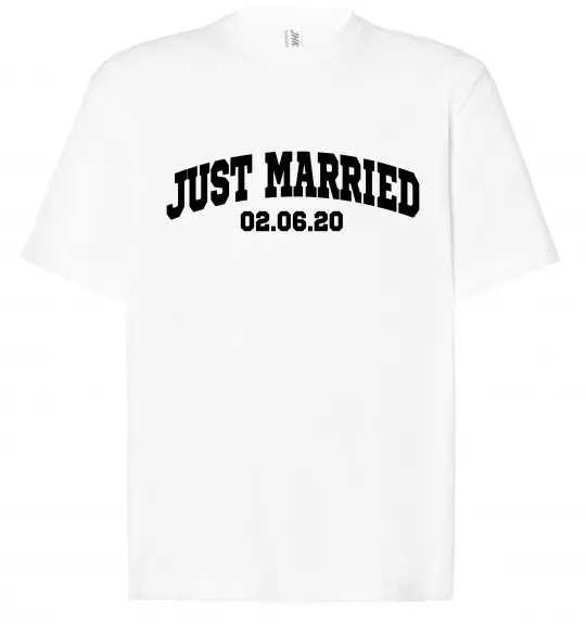 Футболка Оверсайз Just married date Білий фото