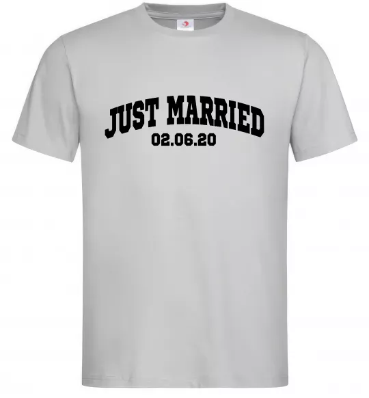 Чоловіча футболка Just married date Сірий фото