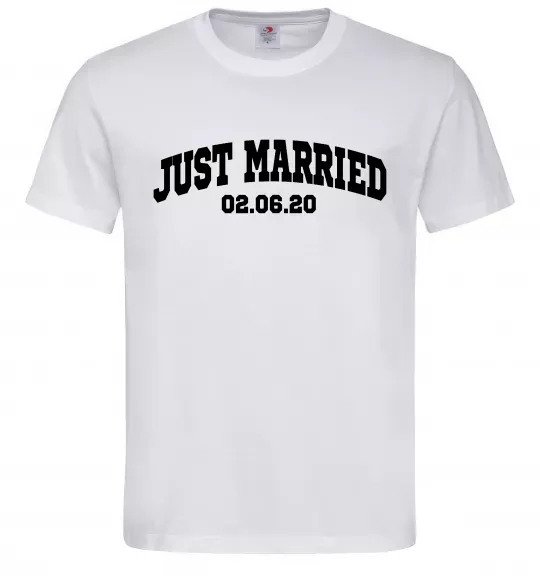 Чоловіча футболка Just married date Білий фото