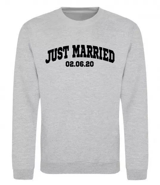 Свитшот Just married date Серый меланж фото