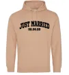 Чоловіча толстовка (худі) Just married date Пісочний фото