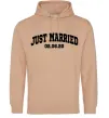 Женская толстовка (худи) Just married date Песочный фото