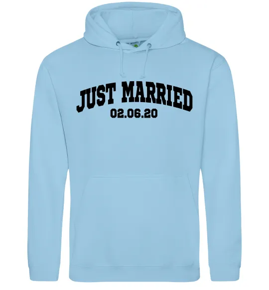 Жіноча толстовка (худі) Just married date Блакитний фото
