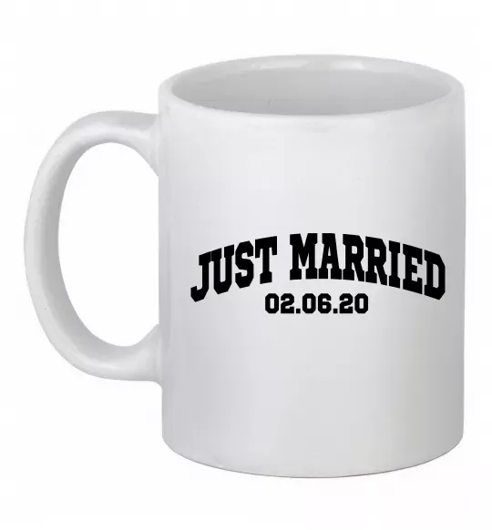 Чашка керамічна Just married date Білий фото
