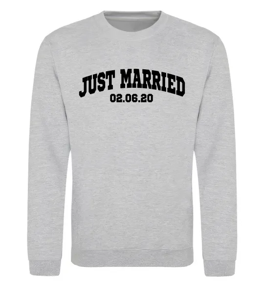 Свитшот Just married date Серый меланж фото