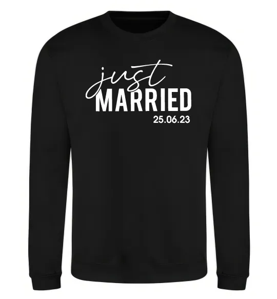Свитшот Just married with date Черный фото