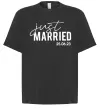 Футболка Оверсайз Just married with date Черный фото