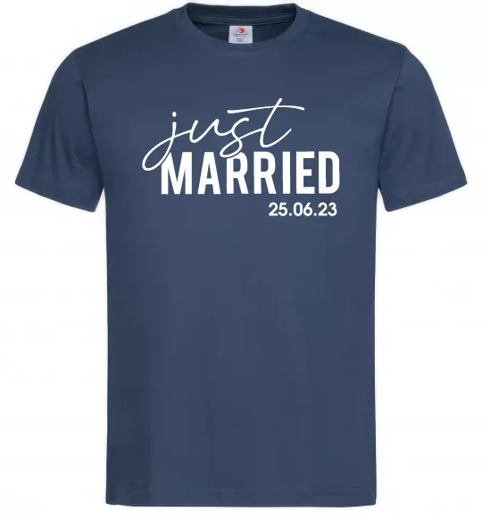 Мужская футболка Just married with date Темно-синий фото