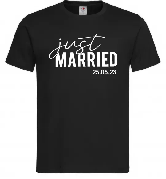 Мужская футболка Just married with date Черный фото