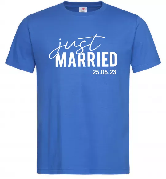 Мужская футболка Just married with date Ярко-синий фото