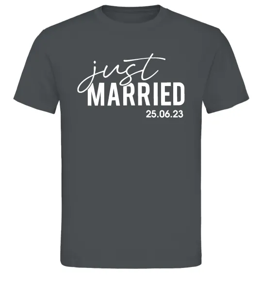 Мужская футболка Just married with date Графит фото