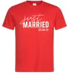 Мужская футболка Just married with date Красный фото