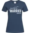 Жіноча футболка Just married with date Темно-синій фото