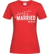 Жіноча футболка Just married with date Червоний фото