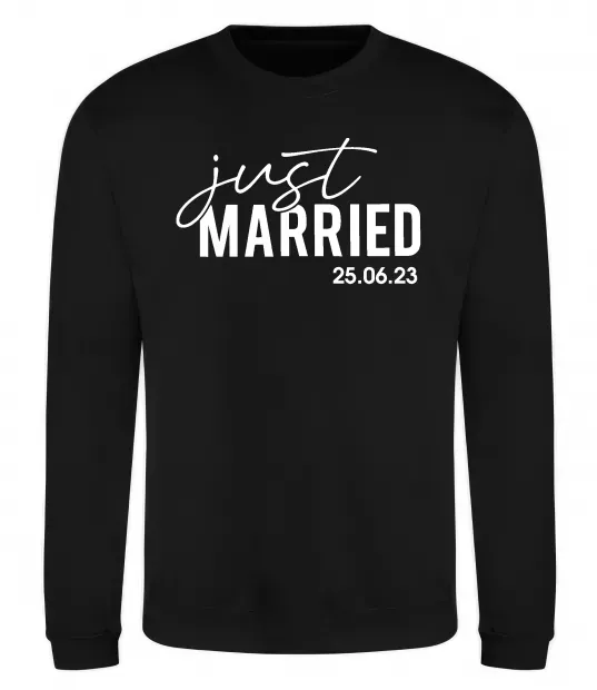 Світшот Just married with date Чорний фото