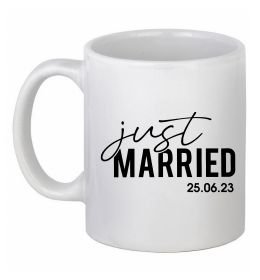 Чашка керамическая Just married with date