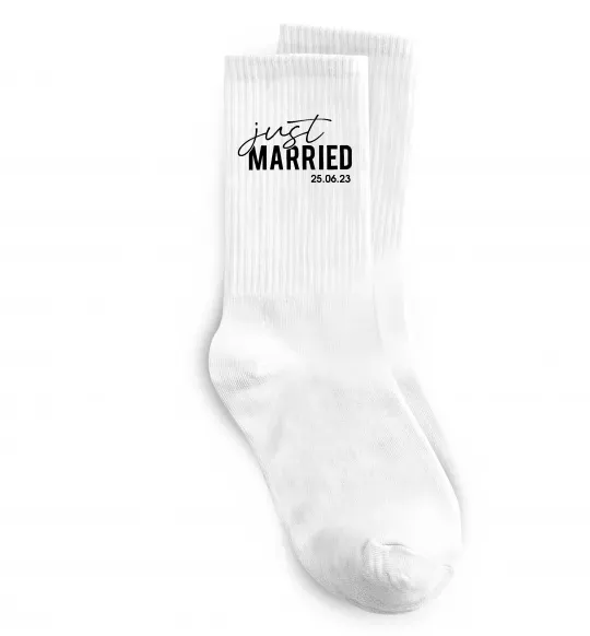 Шкарпетки Just married with date Білий фото