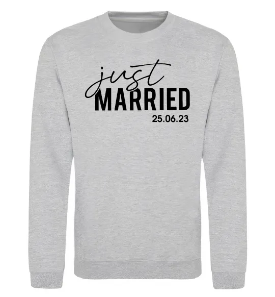 Свитшот Just married with date Серый меланж фото