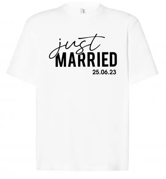 Футболка Оверсайз Just married with date Белый фото