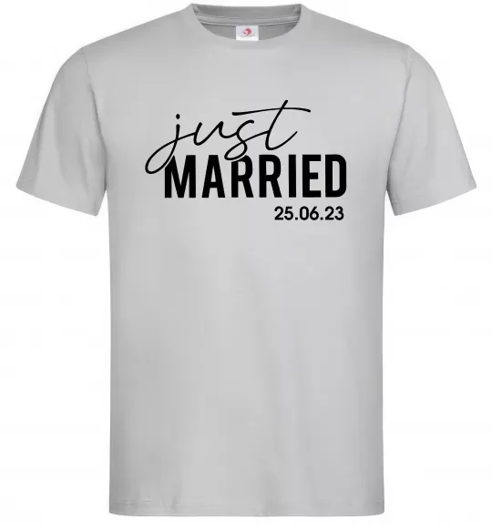 Мужская футболка Just married with date Серый фото