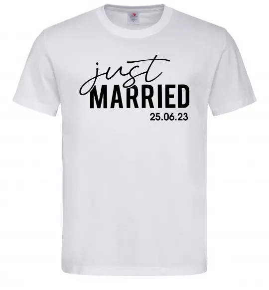 Мужская футболка Just married with date Белый фото