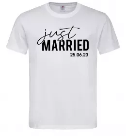Мужская футболка Just married with date Белый фото