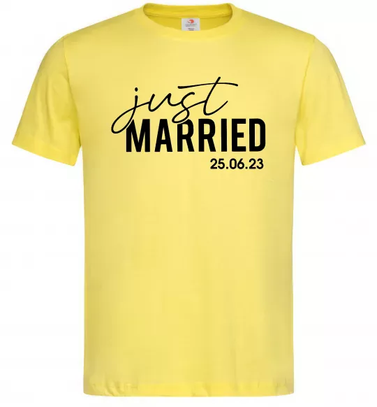 Мужская футболка Just married with date Лимонный фото