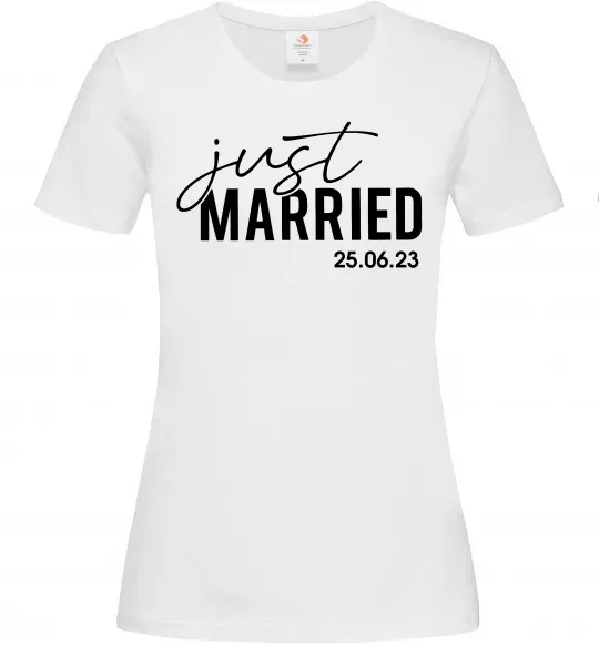 Жіноча футболка Just married with date Білий фото