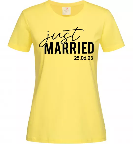 Жіноча футболка Just married with date Лимонний фото