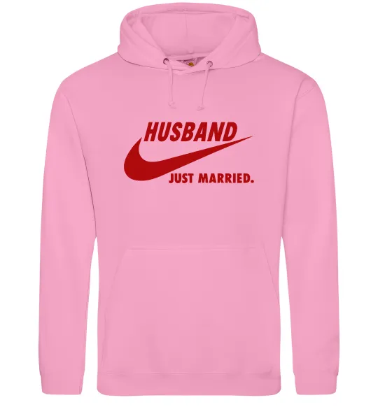 Мужская толстовка (худи) Husband just married Розовый фото