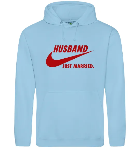 Мужская толстовка (худи) Husband just married Голубой фото