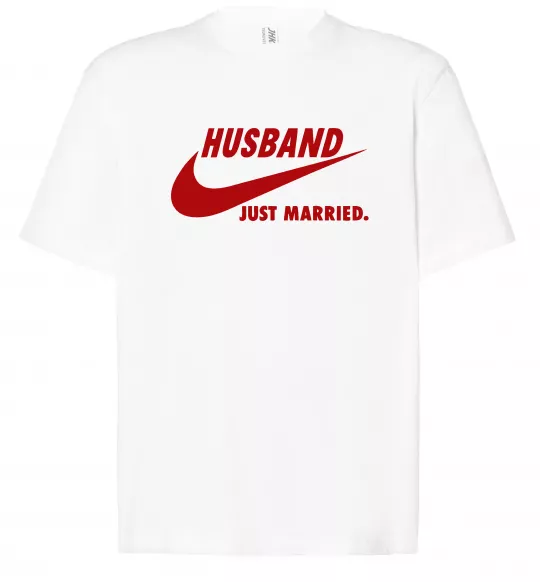 Футболка Оверсайз Husband just married Білий фото