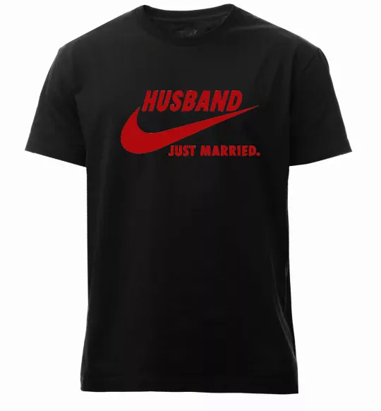 Мужская премиум футболка Husband just married Черный фото