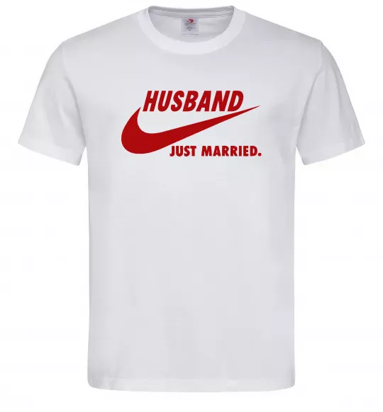 Мужская футболка Husband just married Белый фото